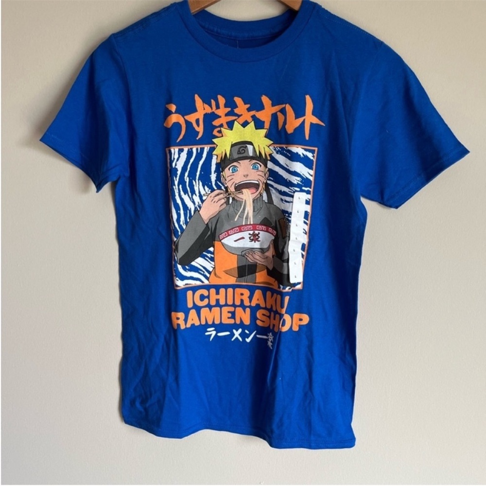 Naruto NWT Boy's Size Large Blue Short Sleeve Graphic RamenT-Shirt 100% Cotton